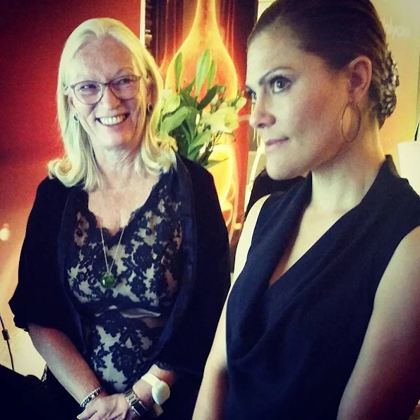 Crown Princess Victoria wore Alice + Olivia Floral Jacquard High-Low Skirt, By-Malina-Elsa-Coat, Marchesa-Lily Satin Clutch