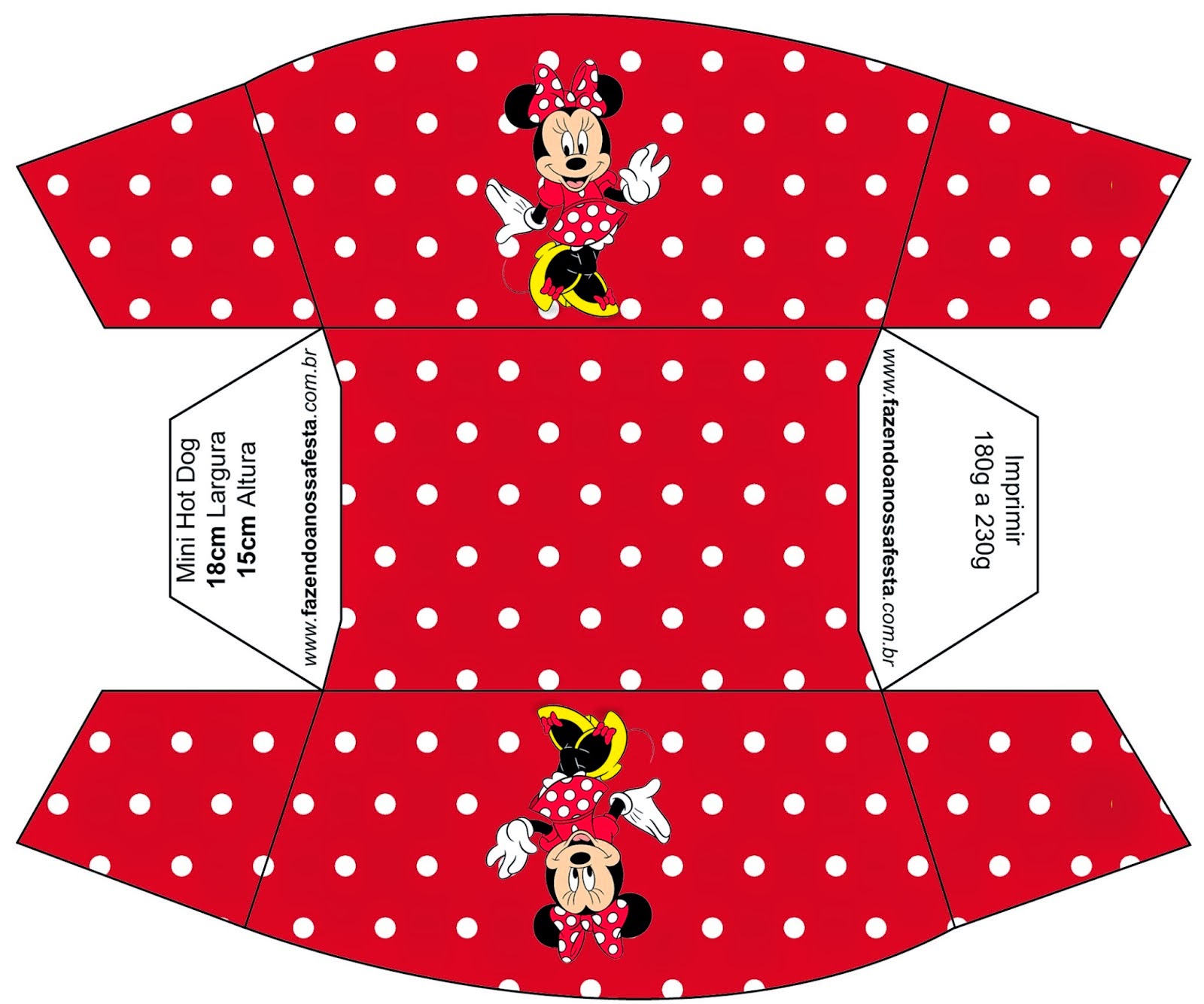 Minnie Rojo: Cajas para Imprimir Gratis.