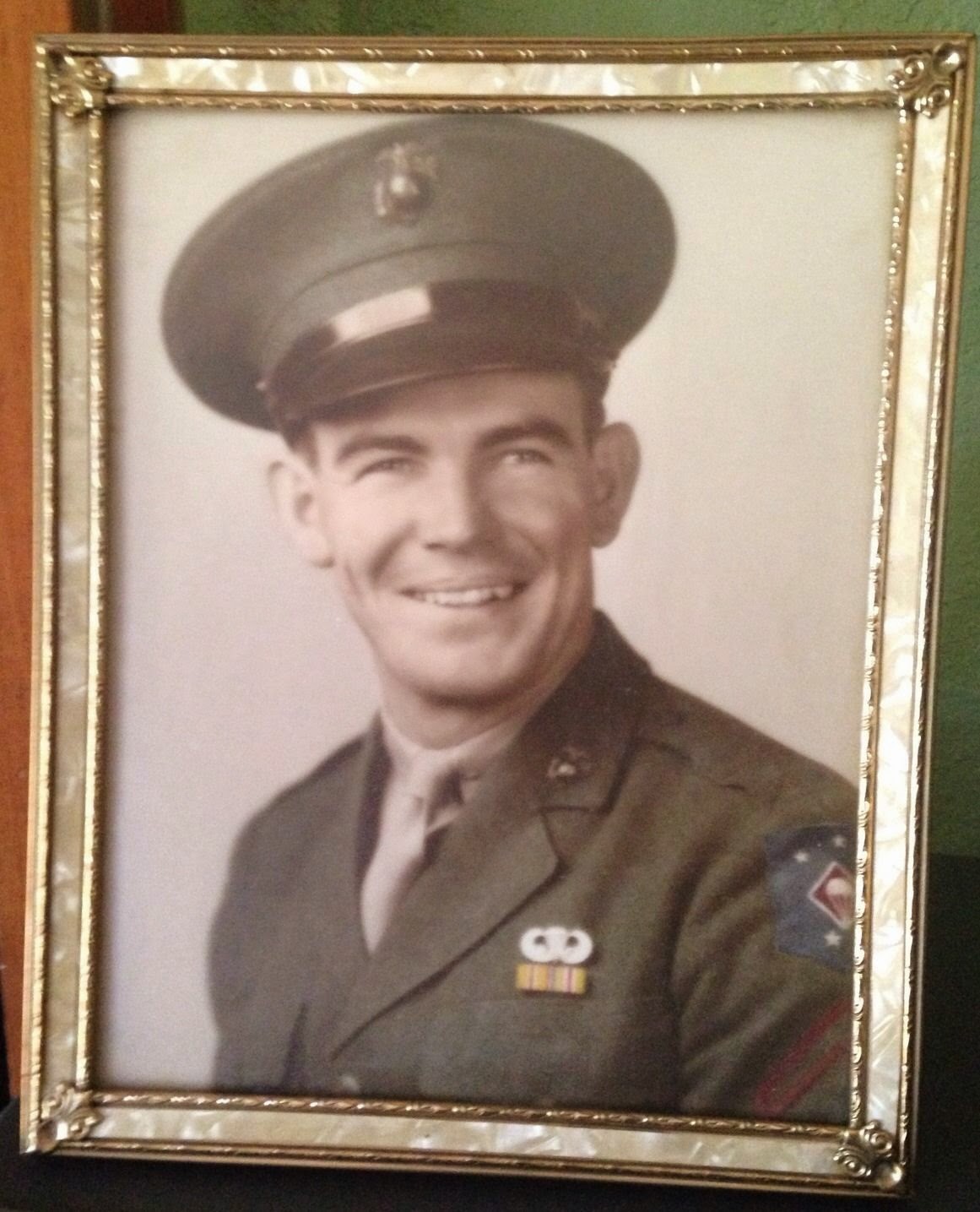 Marines In Forest Green WWII Marine IMAC Parachute Battalion Vet Photograph Portrait Paramarine