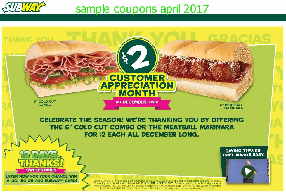 Subway sandwich coupons april 2019