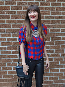Plaid is huge for fall! Style it with leather pants for an edgy look! As worn by Jen of House Of Jeffers | www.houseofjeffers.com