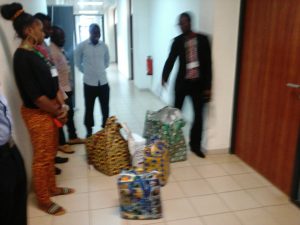 Recall process: INEC officials drop notice, Ghana-must-go bags outside Senator Dino Melaye?s office