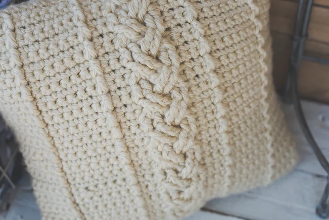 Beautiful Crochet Cable Projects: Cabled Farmhouse Pillow