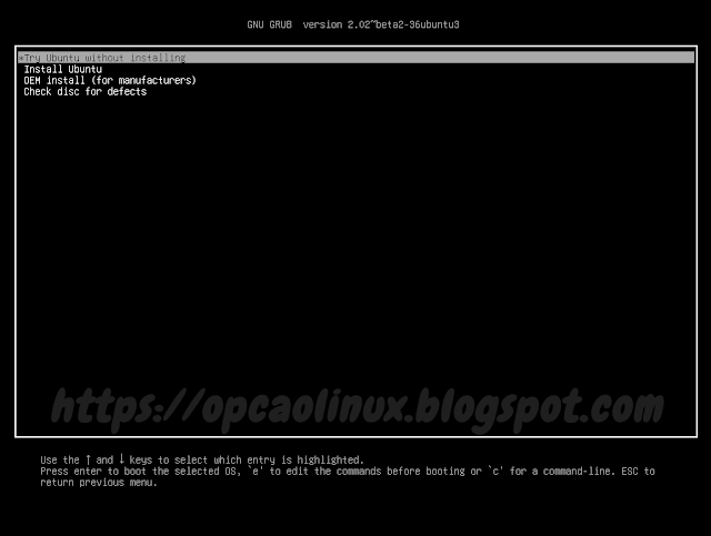 Tela do GRUB em computadores com UEFI Tela do GRUB em computadores com UEFI