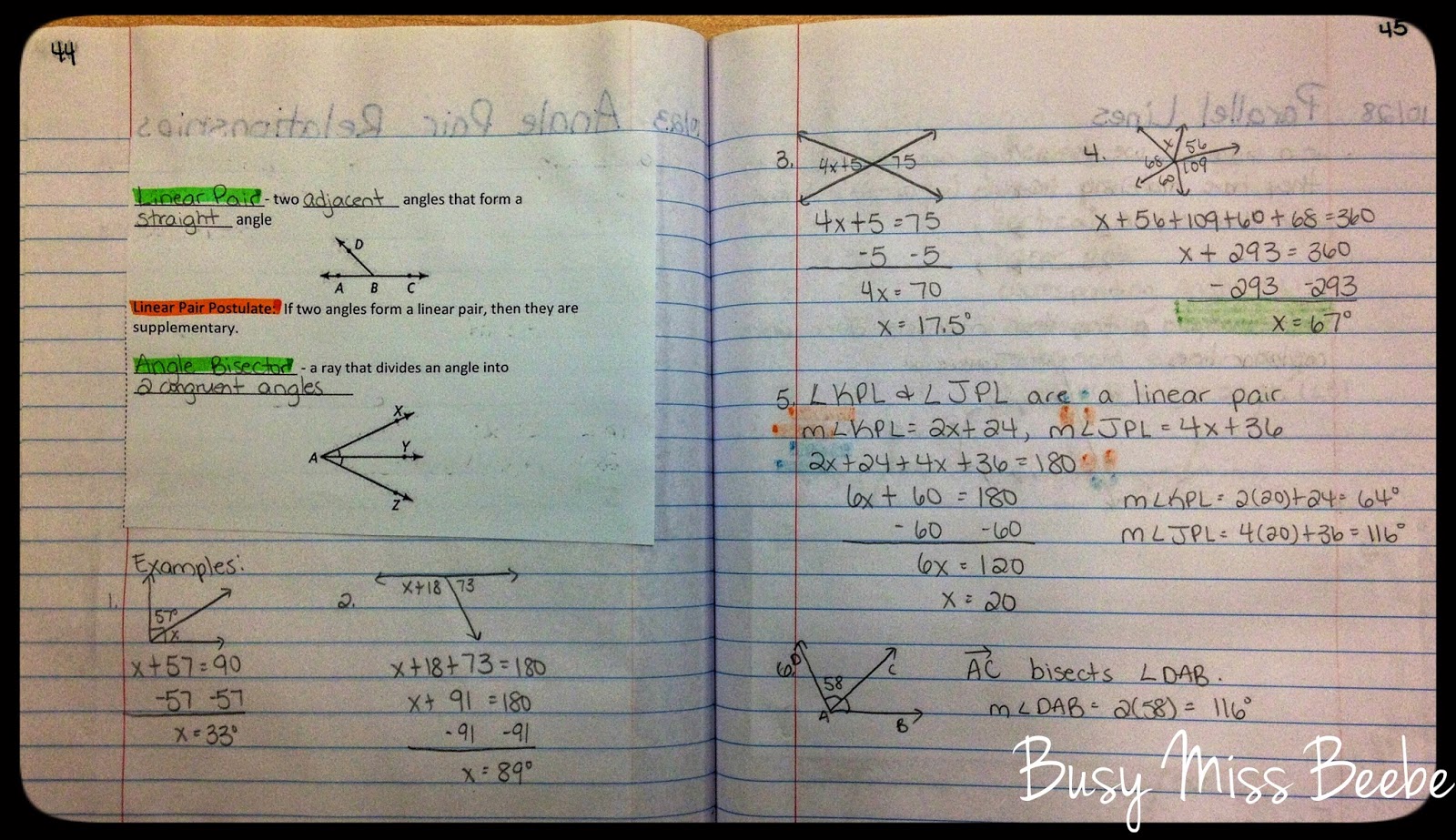Busy Miss Beebe: 2014-2015 Geometry INB Unit 3 (Lines & Angles)