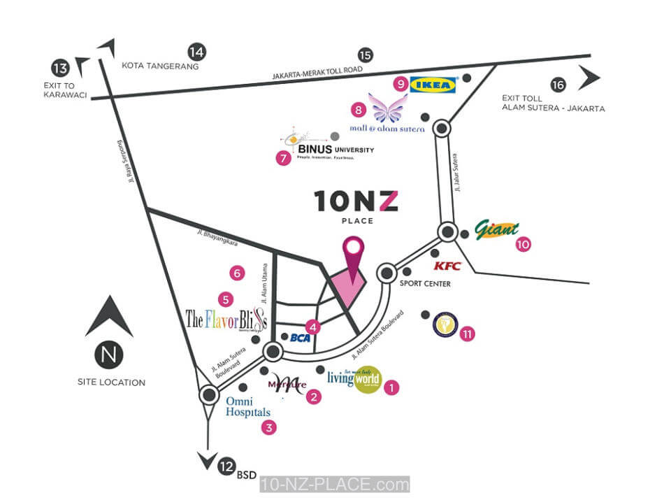 Peta Lokasi Apartemen 10 NZ Place Alam Sutera Peta Lokasi Apartemen 10 NZ Place Alam Sutera