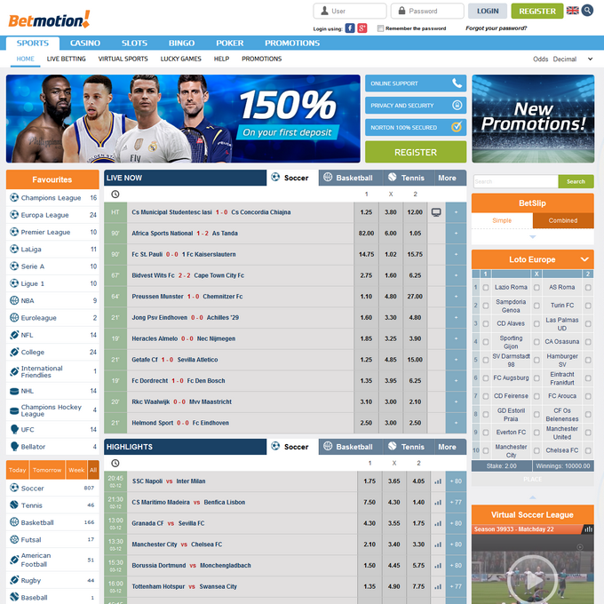 BetMotion Bookmaker BetMotion Screen