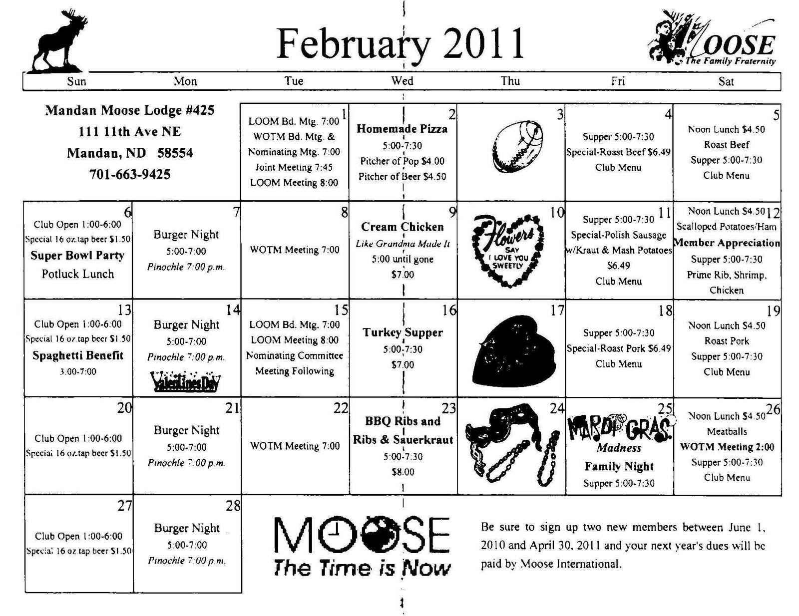 Mandan Moose Lodge 425 March 2011