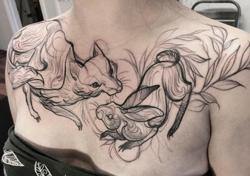 Raposa e Coelho Esboço Tatuagens