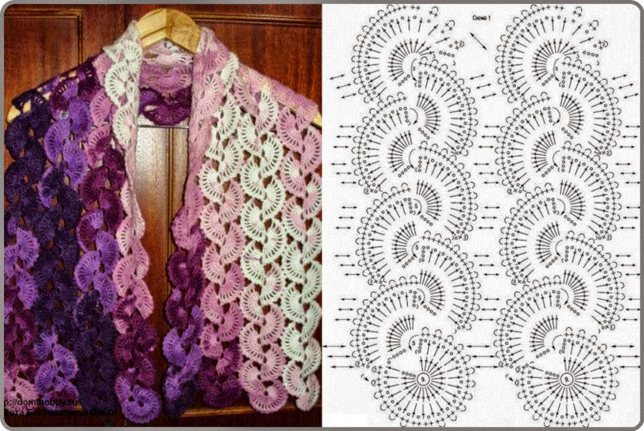 Chal al crochet con patrón Crochet y Dos Agujas Patrones