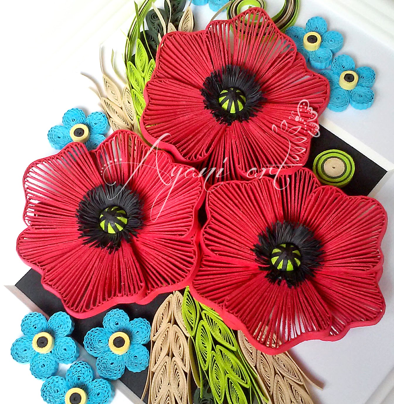 Ayani art Quilling Poppies and Me Not flowers