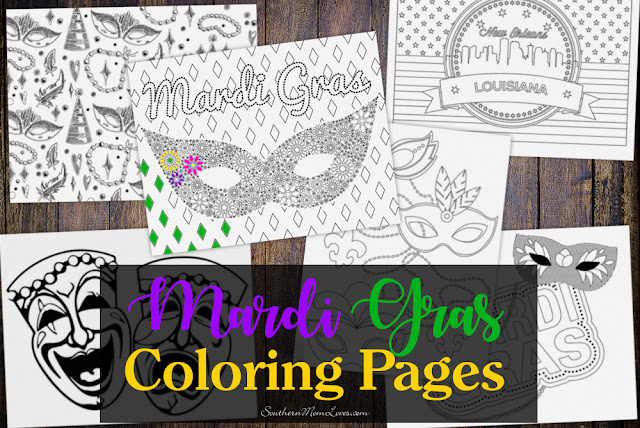 Southern Mom Loves: Mardi Gras (Adult and Kid) Coloring Pages
