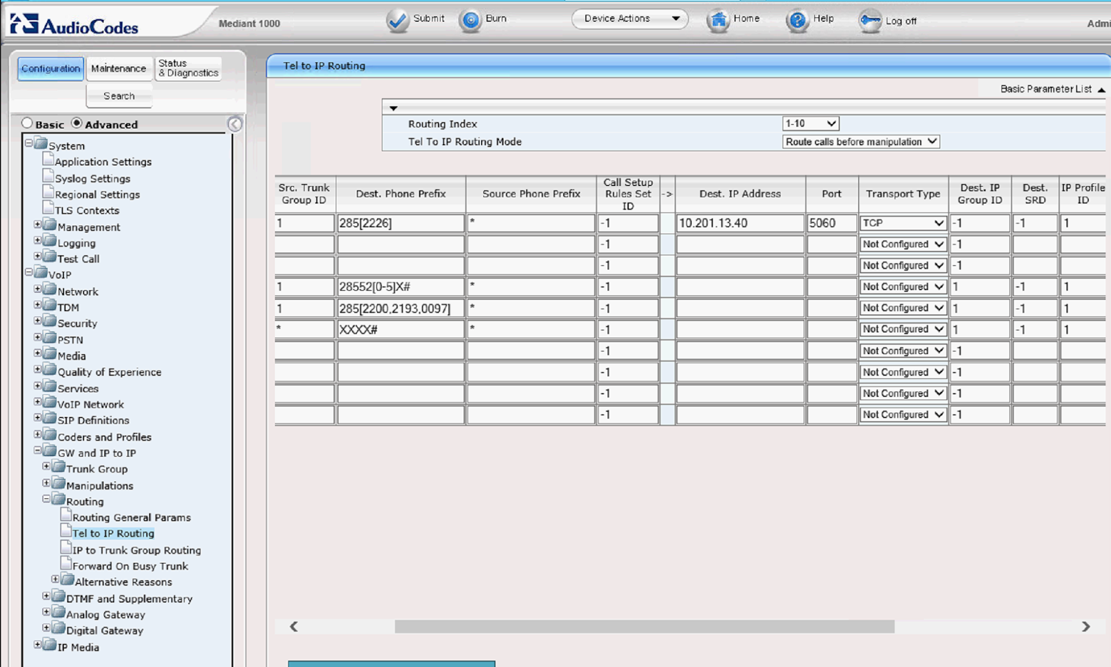 AudioCodes Configuration Logic