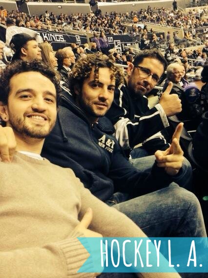 David Bisbal, Sebastian Krys y Andres Torres, hockey en Los Angeles