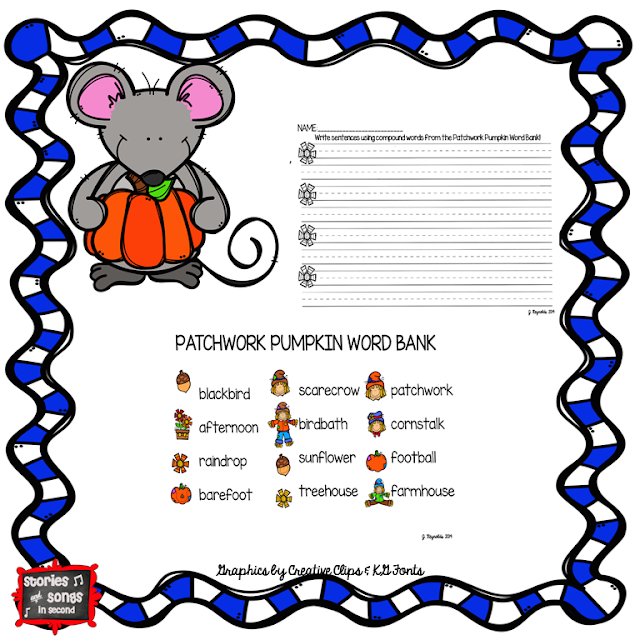 Scarecrow-themed word work and writing activities, along with mentor texts, will get your young readers and writers excited about compound words!