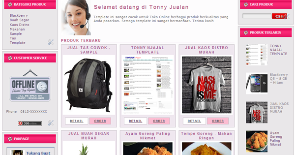 Template Blog Toko Online Gratis - Tonny Jualan - Telaga 