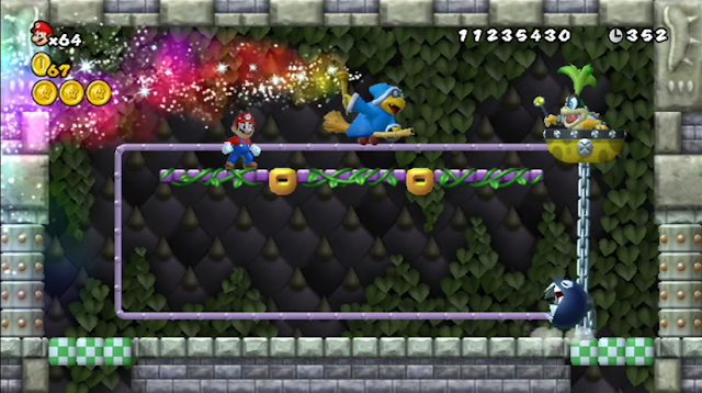 New Super Mario Bros. Wii Iggy Koopa Kamek Chain Chomp boss fight castle magic