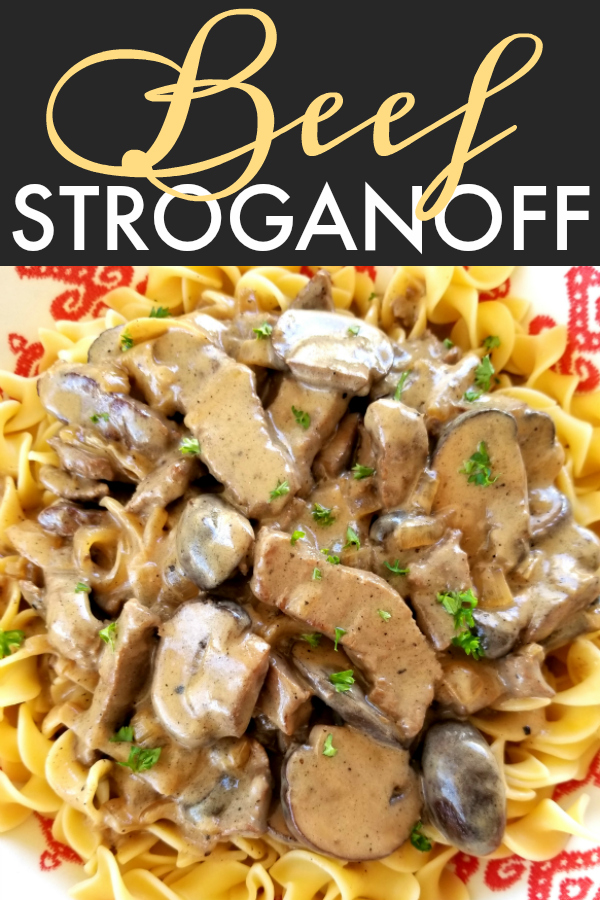 An easy-to-follow recipe for classic Beef Stroganoff with tender strips of steak, sliced mushrooms and sauteed onions in a velvety sauce made with real sour cream.