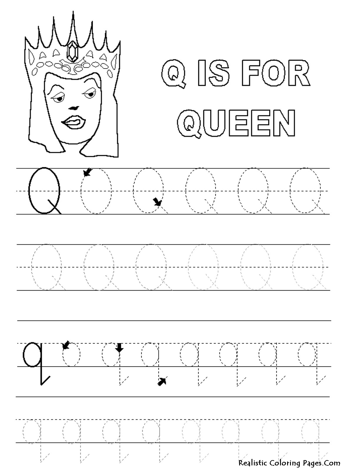 Letter Alphabet Coloring Pages Realistic Quail Animal Queen Tracer