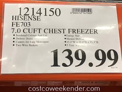 Deal for the Hisense FE703 Chest Freezer at Costco