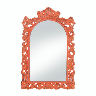 Stylish Distressed Orange Wall Mirror - Giftspiration
