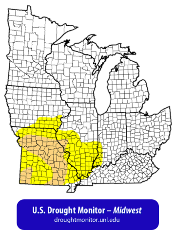Drought map of the Midwestern United States for February 23rd, 2017 — from the U.S. Drought Monitor @ http://droughtmonitor.unl.edu Drought map of the Midwestern United States for February 23rd, 2017 — from the U.S. Drought Monitor @ http://droughtmonitor.unl.edu