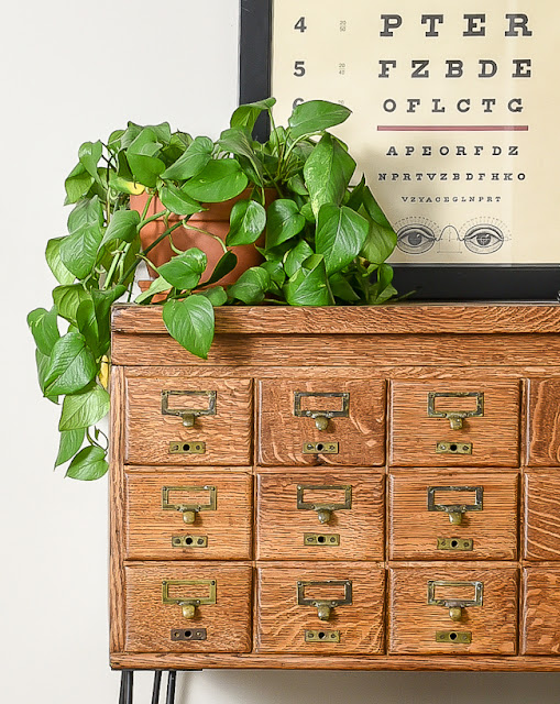 How to refinish a vintage card catalog