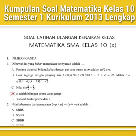 Contoh Latihan Soal Contoh Soal Uas Matematika Minat Kelas 10 Semester 1