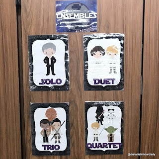 Star Wars classroom inspiration can be found in this blog post crammed with pictures.  Classroom organization, decorations and more are included. The force is strong in this music classroom.  Be inspired.