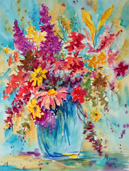 pastel oil watercolor flowers mixed paintings pastels bouquet colorful kisling martha artist fine heart medley flower painting water watercolors summer