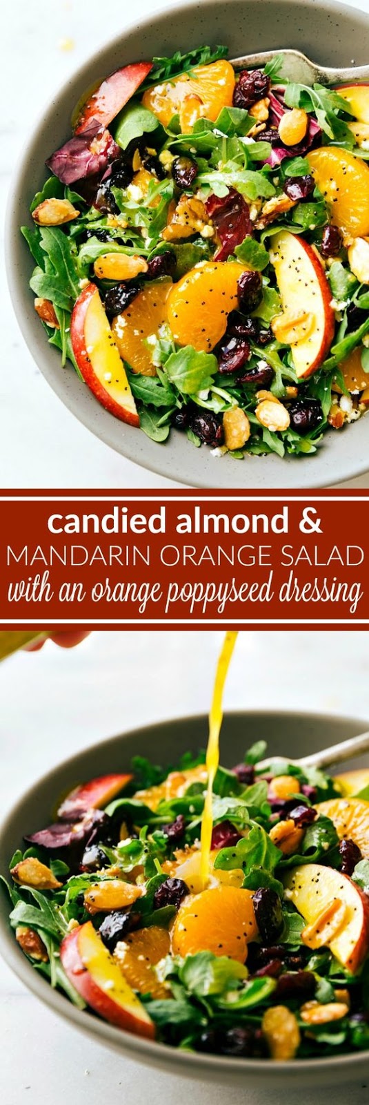 Candied Almond, Mandarin, and Apple Salad with an Orange Poppyseed