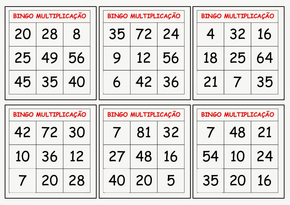 Varal De Atividades Bingo Da MultiplicaÇÃo