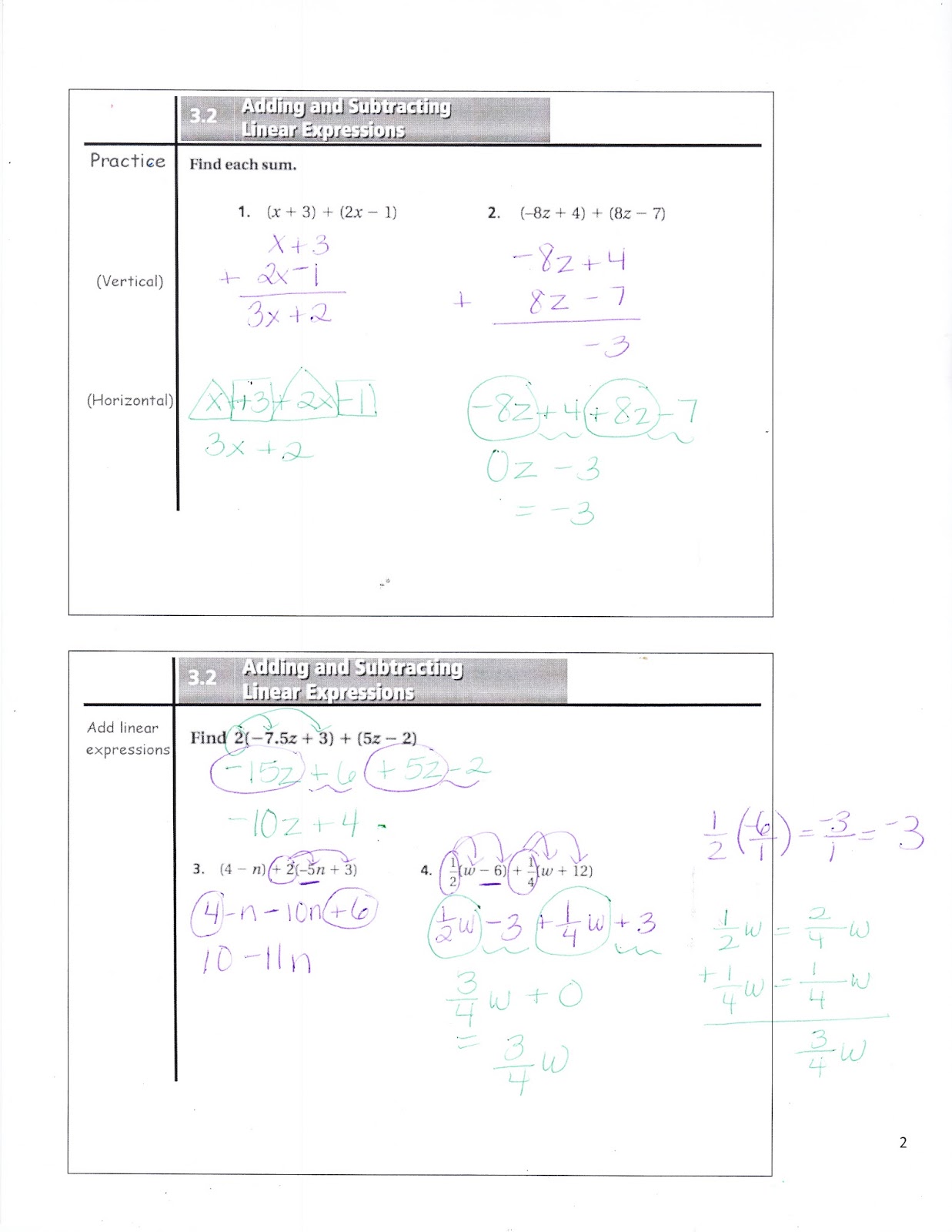 Ms. Jean's Classroom Blog: 3.2 Adding and Subtracting Linear Expressions