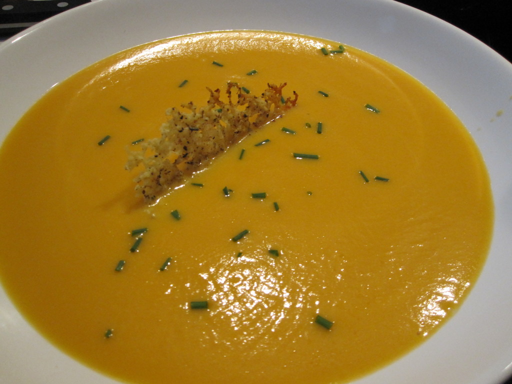 Skytte's Kitchen White Truffle Butternut Squash Veloute w. Pecorino Crisp