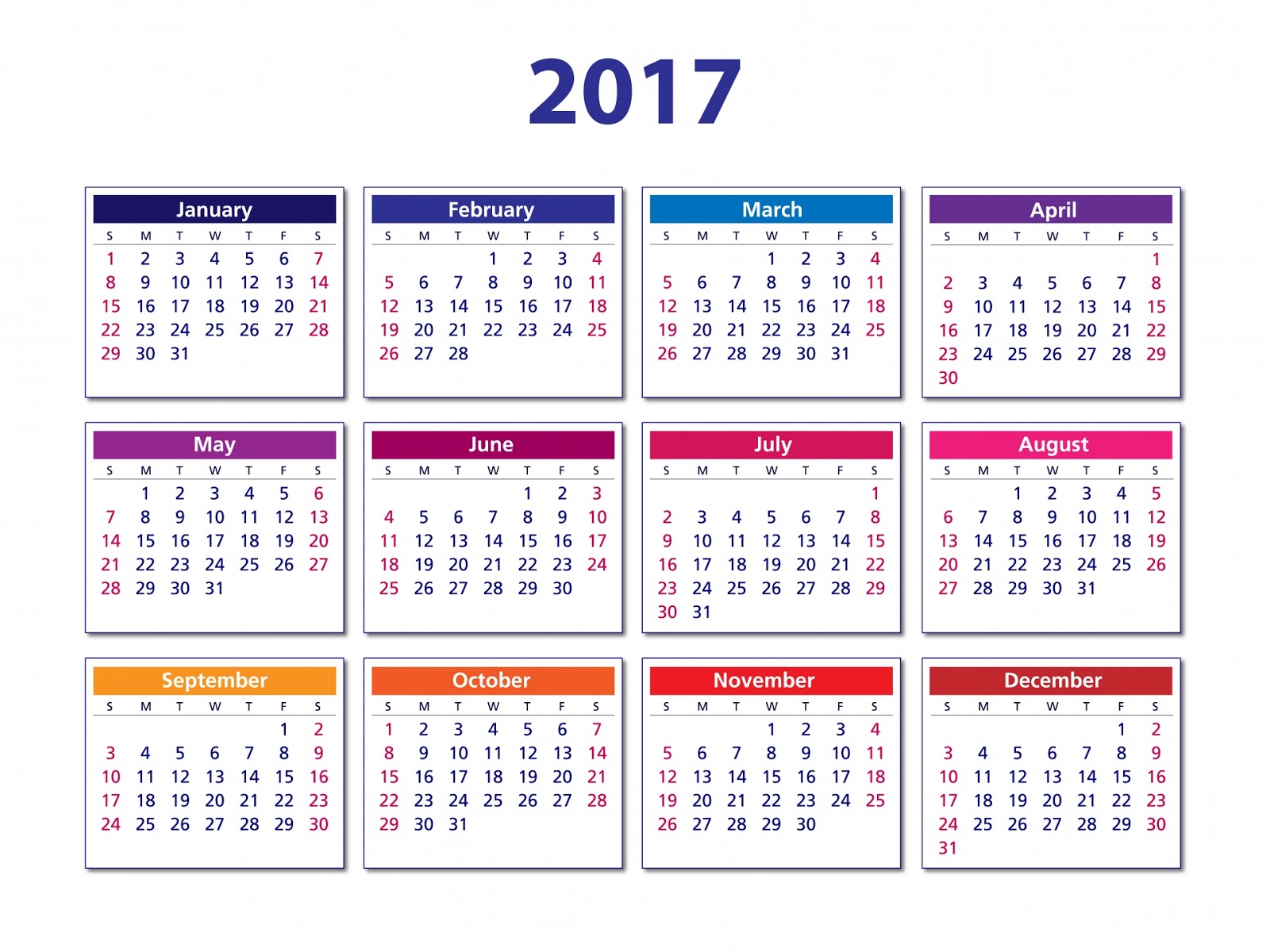 Kalendar 2017 Simple And Printable Calendars 2018 Kalendar 2018 Calendario 2018