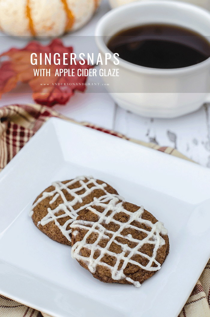 Gingersnap cookies on a white square plate