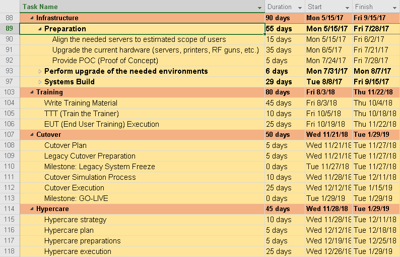 SAP Project Plan MPP