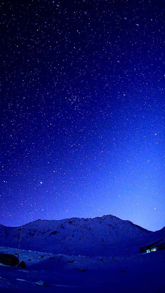Cold Blue Starry Sky Mountains  Android Best Wallpaper
