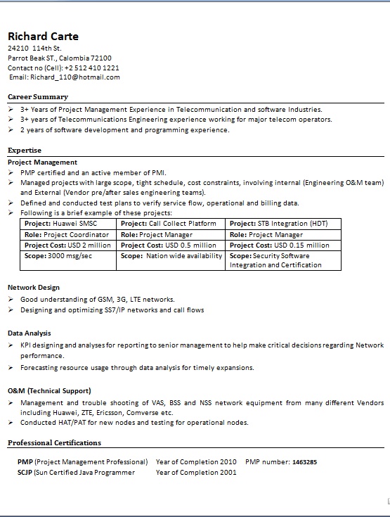 VAS Engineer Tier2 Sample Resume Format in Word Free Download