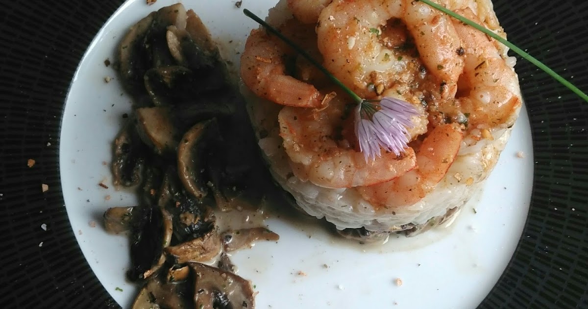 Timbale de crevettes champignons et riz gingembre