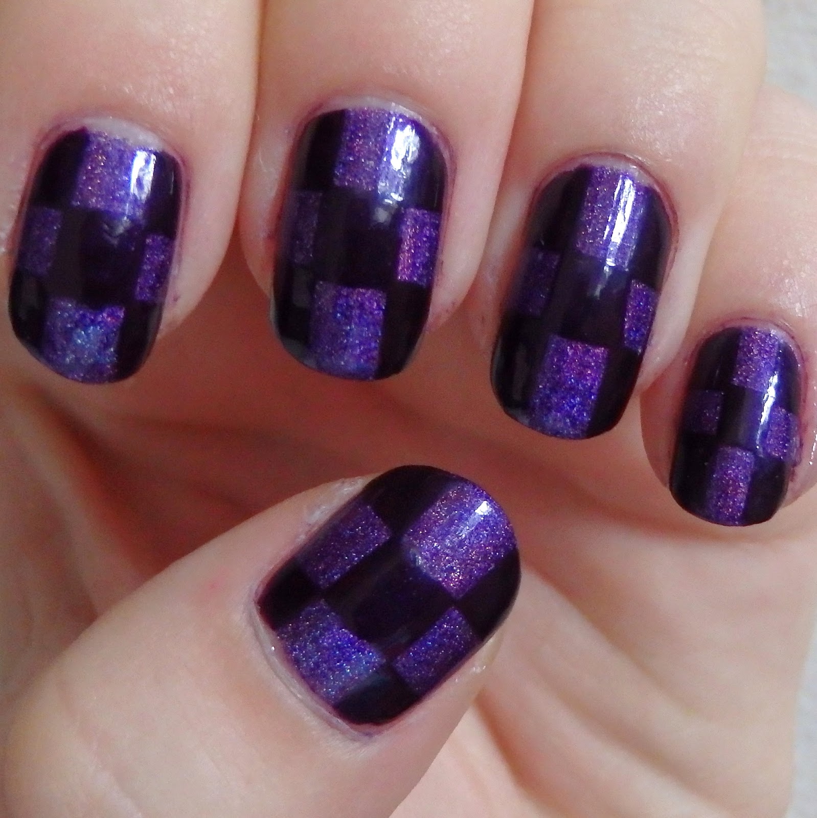 Quixii's Nails: 05/18/13 - Purple Checkers