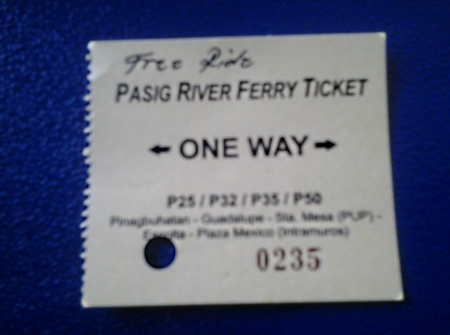 Pasig Ferry Ticket and Fare
