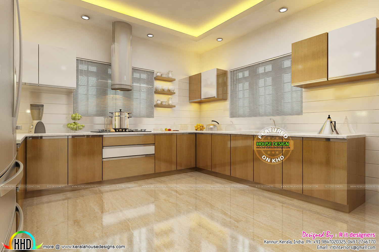 Dining, kitchen and foyer interiors - Kerala home design and floor