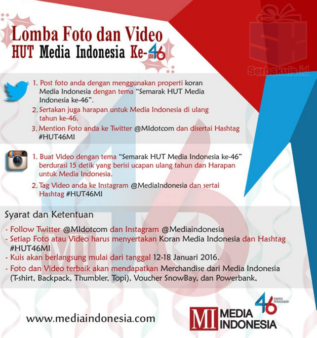 Lomba Foto & Video HUT Media Indonesia Berhadiah Powerbank
