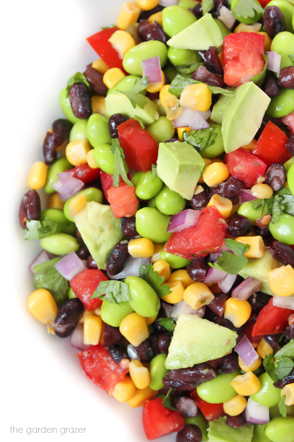 The Garden Grazer Black Bean Avocado Edamame Salad