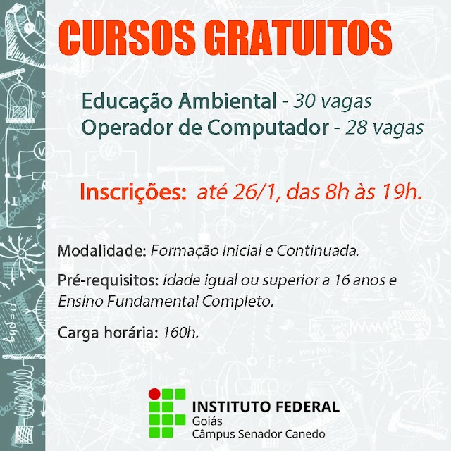 58 vagas para cursos de capacitação e profissionalização em Senador Canedo