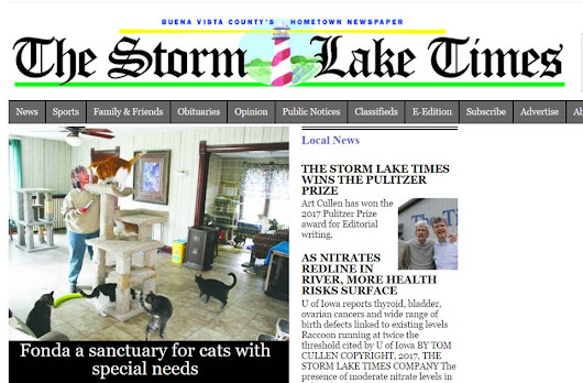 Storm Lake Times wins Pulitzer for courageous reporting about agriculture and political power