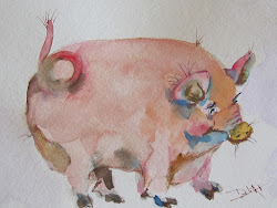 pig watercolor painting fat whimsical painter paper 6x9 coldpressed lb