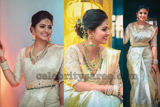 Sneha Silver Color Pattu Saree - Saree Blouse Patterns