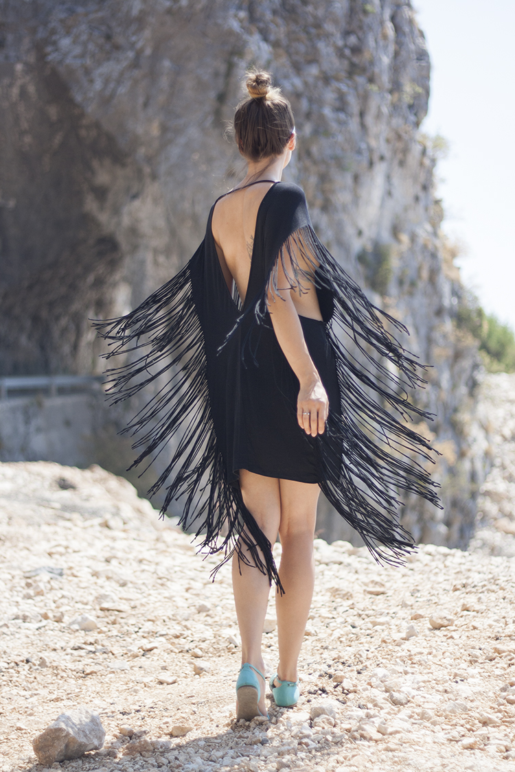 Skinny Buddha Montenegro vacation black fringe dress Skinny Buddha Montenegro vacation black fringe dress